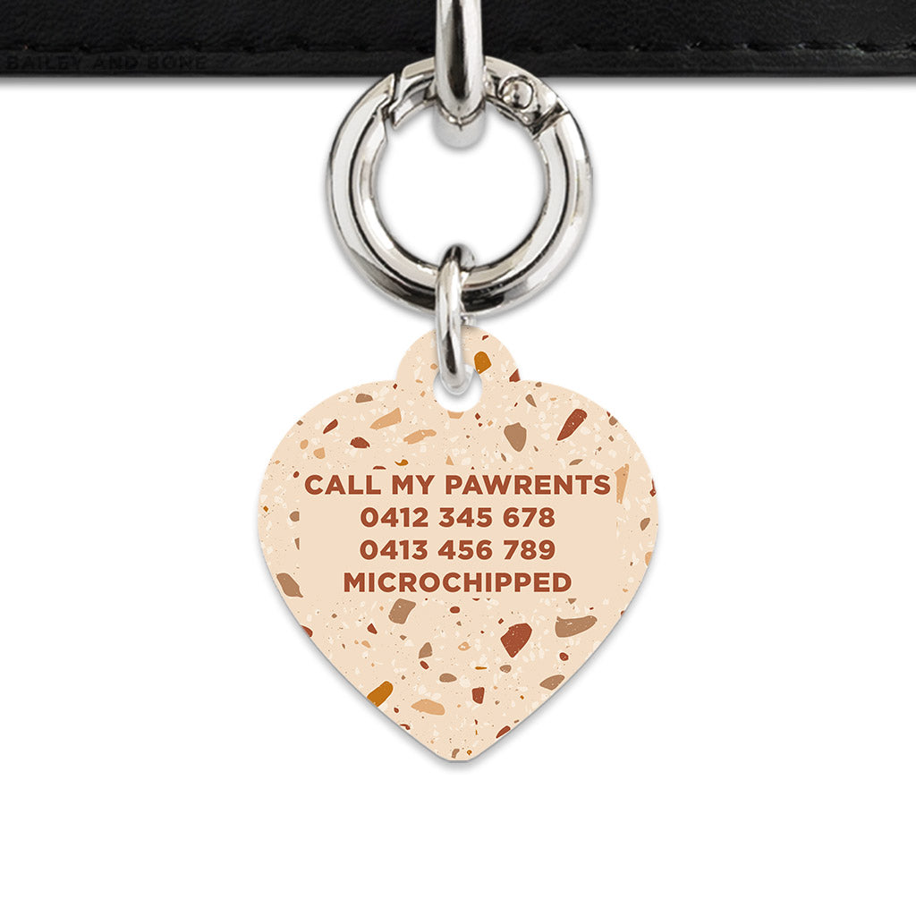 Bailey And Bone Pet Tag Brown And Beige Terrazzo Pet Tag