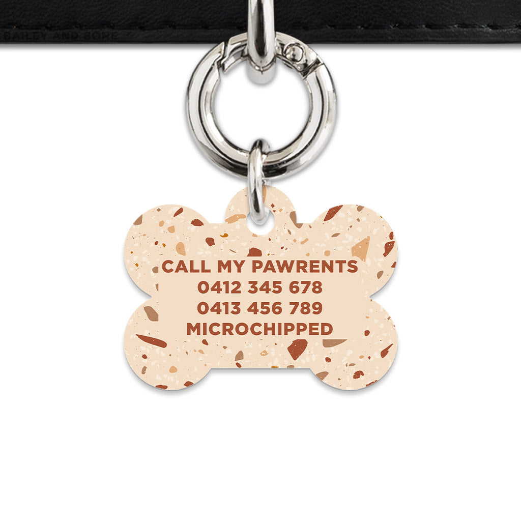 Bailey And Bone Pet Tag Brown And Beige Terrazzo Pet Tag