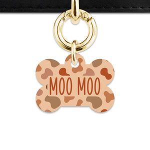 Bailey And Bone Pet Tag Brown Cow Print Pet Tag
