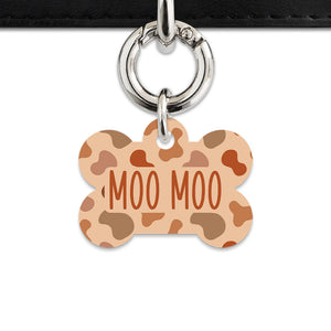 Bailey And Bone Pet Tag Brown Cow Print Pet Tag