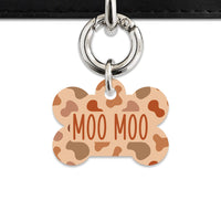 Bailey And Bone Pet Tag Brown Cow Print Pet Tag
