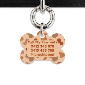 Bailey And Bone Pet Tag Brown Cow Print Pet Tag