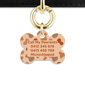 Bailey And Bone Pet Tag Brown Cow Print Pet Tag