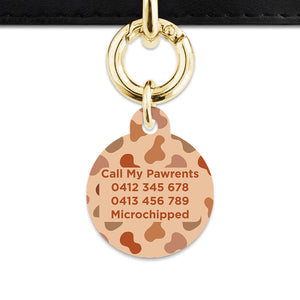 Bailey And Bone Pet Tag Brown Cow Print Pet Tag