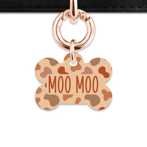 Bailey And Bone Pet Tag Brown Cow Print Pet Tag