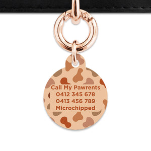 Bailey And Bone Pet Tag Brown Cow Print Pet Tag