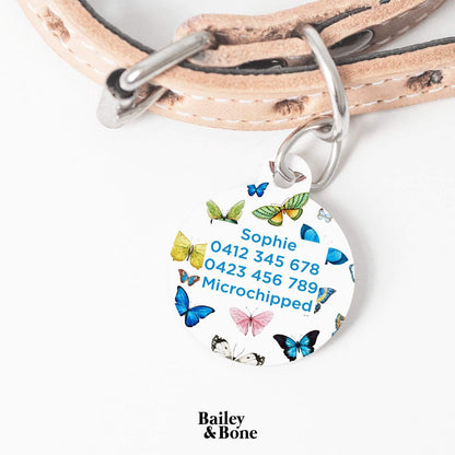 Bailey And Bone Pet Tag Butterflies Pattern Pet Tag