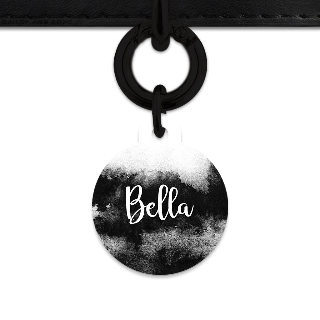 Bailey And Bone Pet Tag Circle / Black Black And White Ink Marble Pet Tag
