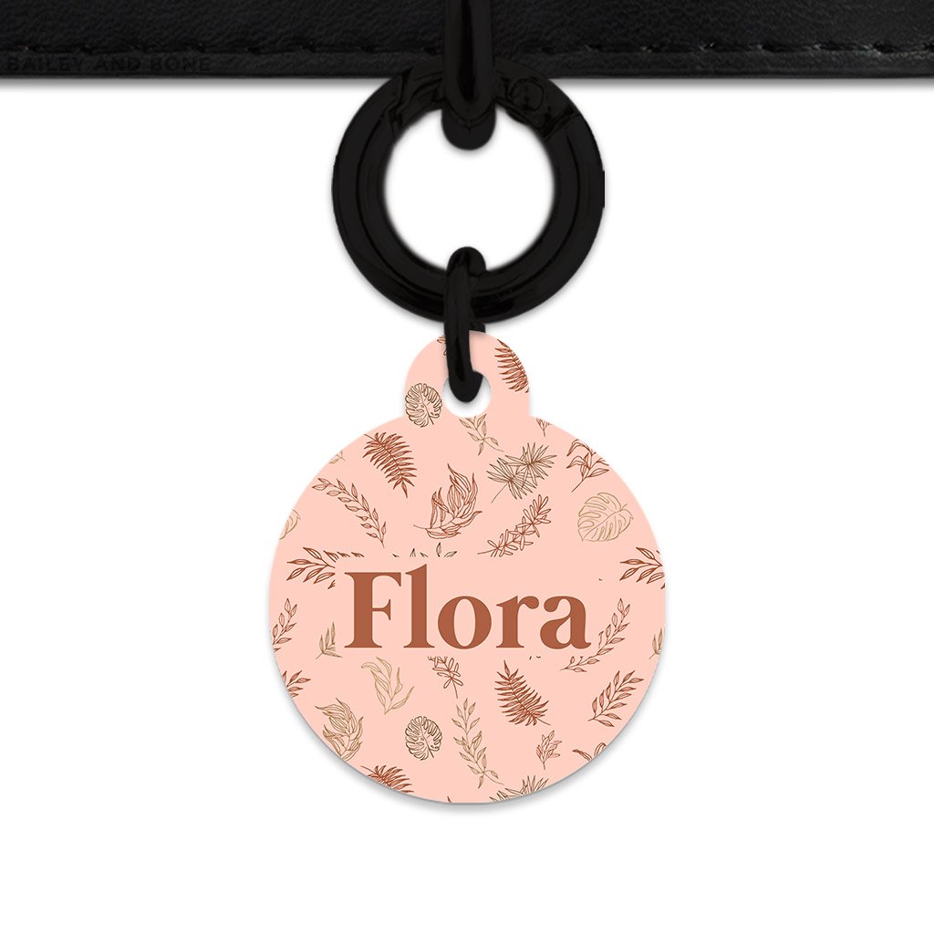 Bailey And Bone Pet Tag Circle / Black Boho Brown Leaves Pet Tag