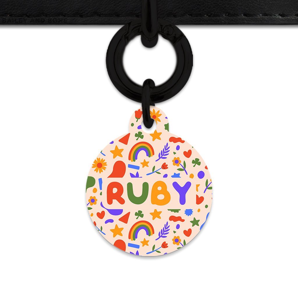 Bailey And Bone Pet Tag Circle / Black Cute Summer Shapes Pet Tag