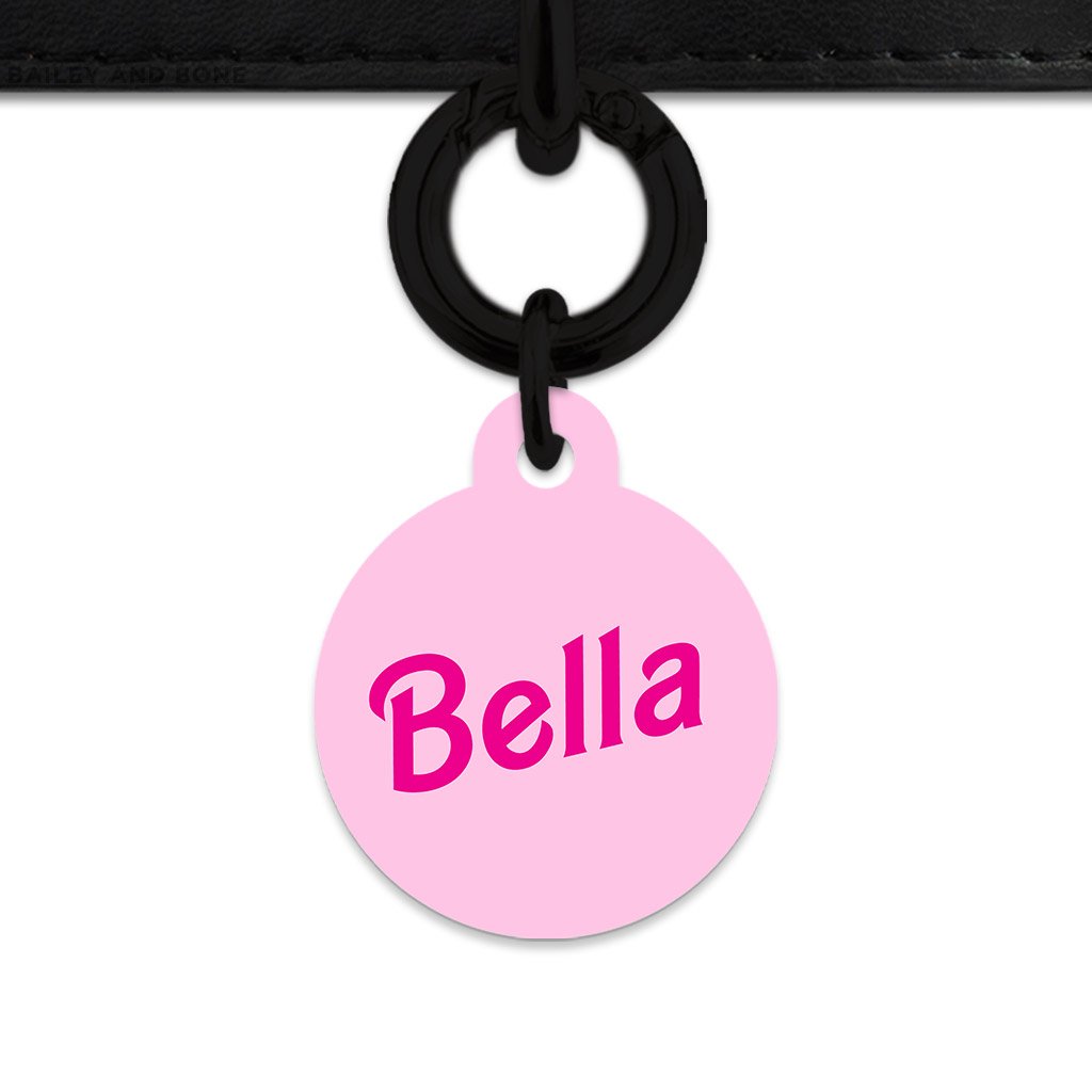 Bailey And Bone Pet Tag Circle / Black Light Pink Barbie Pet Tag
