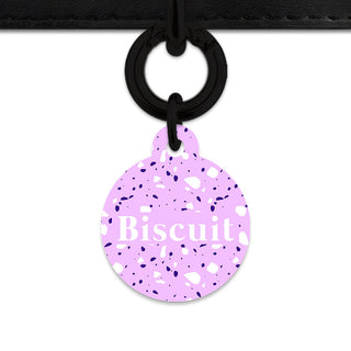 Bailey And Bone Pet Tag Circle / Black Light Purple Terrazzo Pet Tag