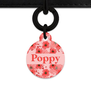 Bailey And Bone Pet Tag Circle / Black Pink And Red Poppy Pet Tag
