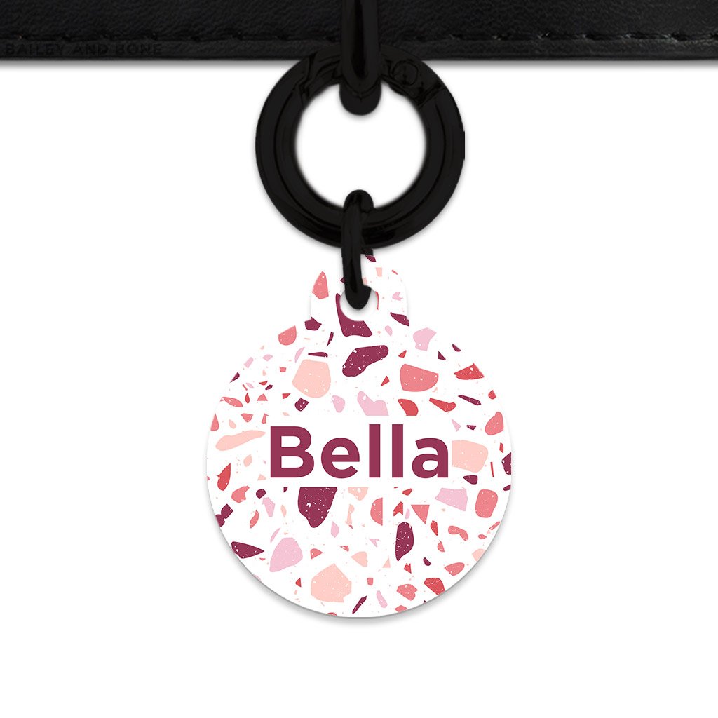 Bailey And Bone Pet Tag Circle / Black Pink And White Terrazzo Pet Tag