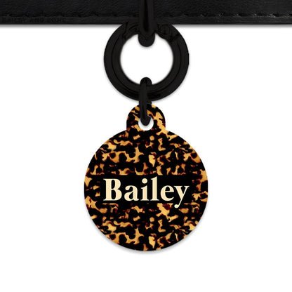 Bailey And Bone Pet Tag Circle / Black Tortoise Shell Pet Tag