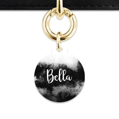 Bailey And Bone Pet Tag Circle / Gold Black And White Ink Marble Pet Tag