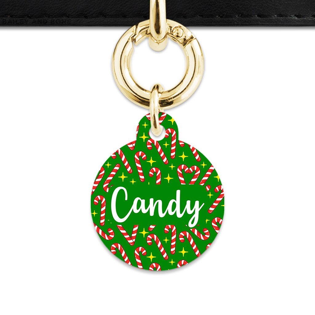 Bailey And Bone Pet Tag Circle / Gold Candy Canes Pet Tag