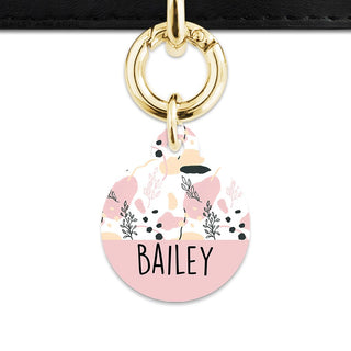 Bailey And Bone Pet Tag Circle / Gold Pastel Painted Leaves Pet Tag