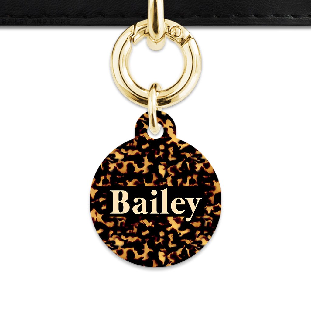 Bailey And Bone Pet Tag Circle / Gold Tortoise Shell Pet Tag