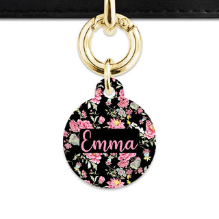 Bailey And Bone Pet Tag Circle / Gold Vintage Pink Flowers Pet Tag