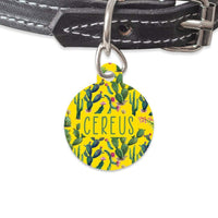 Bailey And Bone Pet Tag Circle Green And Yellow Cactus Pet Tag