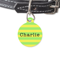 Bailey And Bone Pet Tag Circle Green And Yellow Stripes Pet Tag