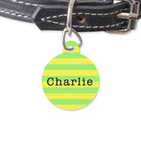 Bailey And Bone Pet Tag Circle Green And Yellow Stripes Pet Tag