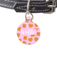 Bailey And Bone Pet Tag Circle Light Pink Waffles Pattern Pet Tag