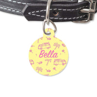 Bailey And Bone Pet Tag Circle Pink And Yellow Beach Pet Tag