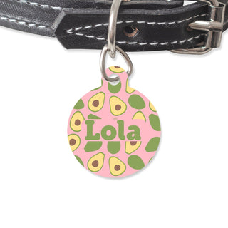 Bailey And Bone Pet Tag Circle Pink Avocados Pet Tag