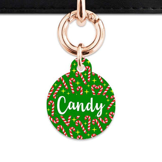 Bailey And Bone Pet Tag Circle / Rose Gold Candy Canes Pet Tag