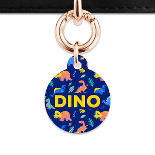 Bailey And Bone Pet Tag Circle / Rose Gold Cute Dinosaur Pattern Pet Tag