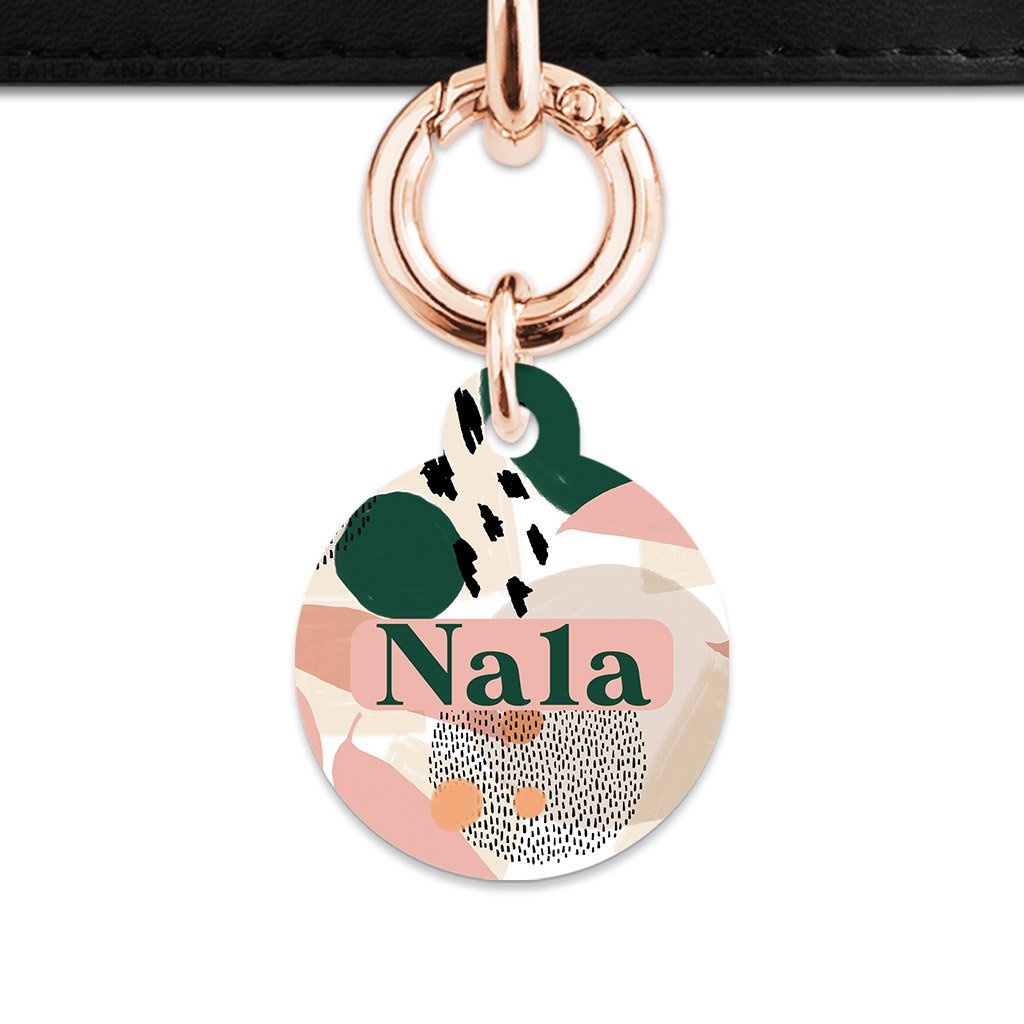 Bailey And Bone Pet Tag Circle / Rose Gold Pastel Abstract Pet Tag