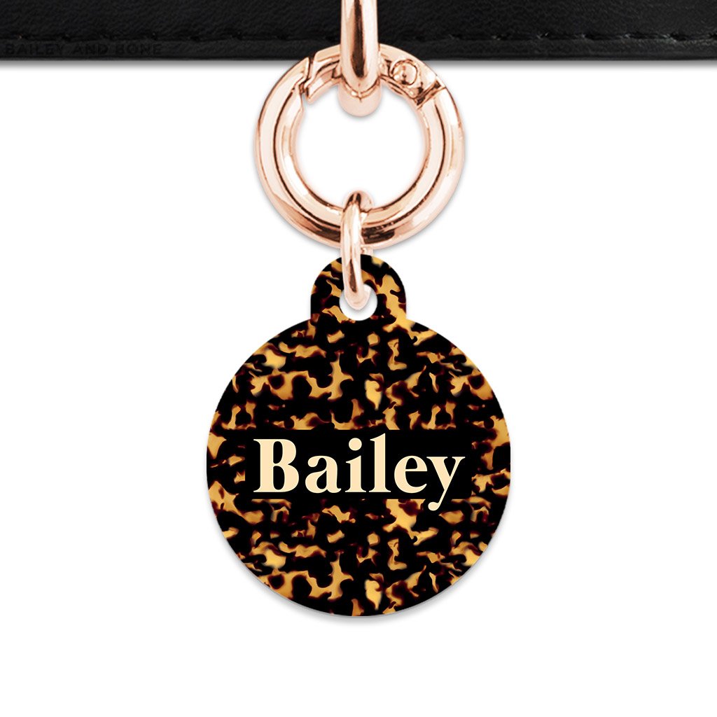 Bailey And Bone Pet Tag Circle / Rose Gold Tortoise Shell Pet Tag