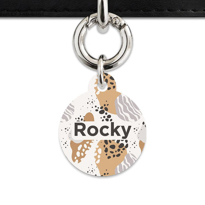 Bailey And Bone Pet Tag Circle / Silver Abstract Safari Pattern Pet Tag