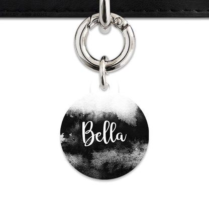 Bailey And Bone Pet Tag Circle / Silver Black And White Ink Marble Pet Tag