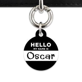 Bailey And Bone Pet Tag Circle / Silver Black Hello My Name Is Pet Tag