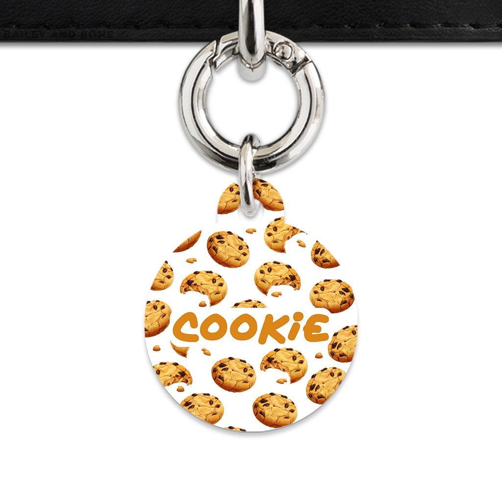 Bailey And Bone Pet Tag Circle / Silver Choc Chip Cookie Pet Tag