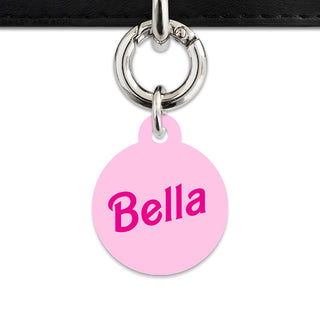 Bailey And Bone Pet Tag Circle / Silver Light Pink Barbie Pet Tag