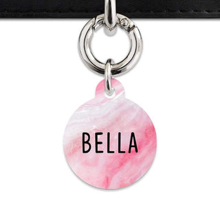 Bailey And Bone Pet Tag Circle / Silver Light Pink Marble Pet Tag