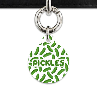 Bailey And Bone Pet Tag Circle / Silver Pickles Pattern Pet Tag