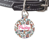 Bailey And Bone Pet Tag Circle Vintage Paisley Pattern Pet Tag