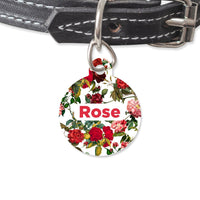 Bailey And Bone Pet Tag Circle Vintage Red Roses Pet Tag