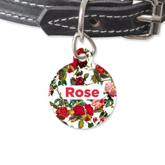 Vintage Red Roses Pet ID Tag