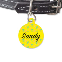 Bailey And Bone Pet Tag Circle Yellow Beach Palms Pet Tag
