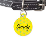 Bailey And Bone Pet Tag Circle Yellow Beach Palms Pet Tag
