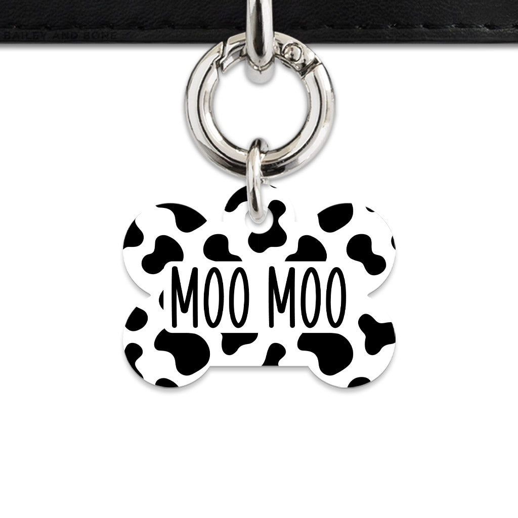 Bailey And Bone Pet Tag Classic Cow Print Pet Tag