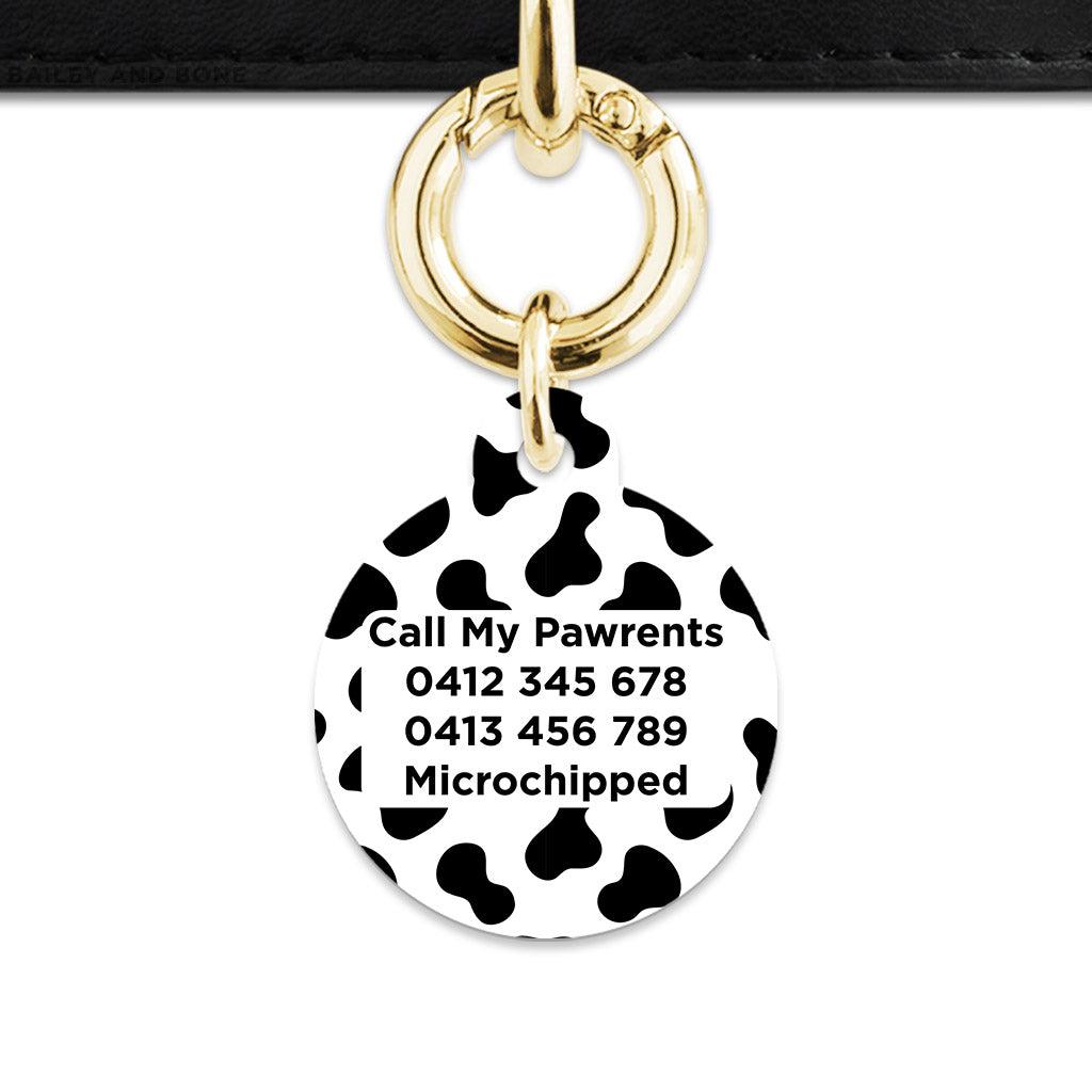 Bailey And Bone Pet Tag Classic Cow Print Pet Tag