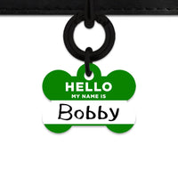 Bailey And Bone Pet Tag Dark Green Hello My Name Is Pet Tag