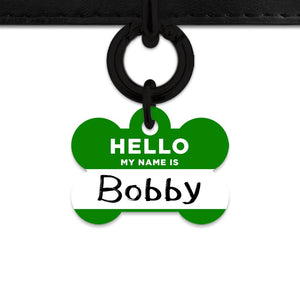 Bailey And Bone Pet Tag Dark Green Hello My Name Is Pet Tag